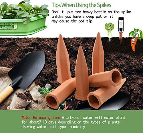 FAMILy Plant Watering Stakes10 Pack Automatic Plant Waterers for Vacations, Plant Watering Devices Terracotta Self Watering Spikes for Wine Bottles Great Plant Nanny for Indoor & Outdoor Plants