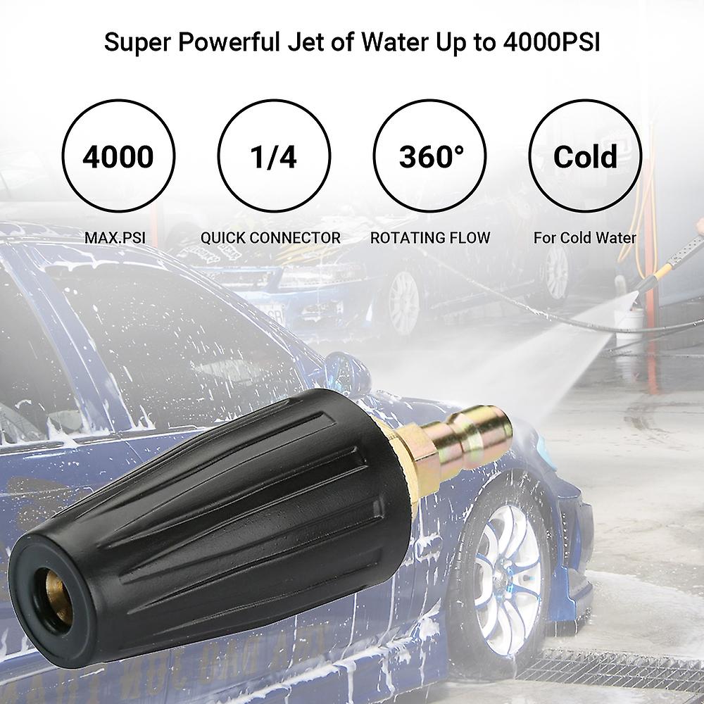 Pressure Washer Tips Turbo Nozzle 4000psi Max Rotating Pressure Washer Nozzle With 1/4'' Quick Connect For Remove Ads Bark Rust Blue