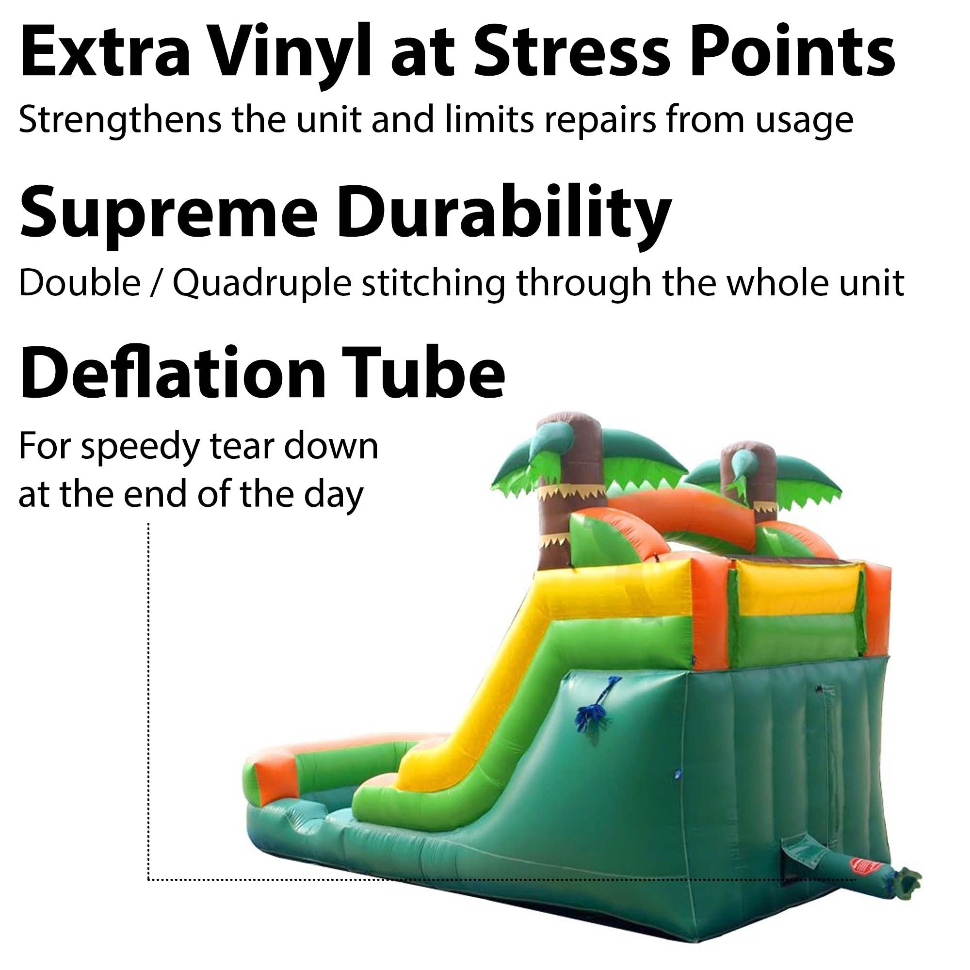 Pogo Bounce House Crossover Tropical Inflatable Water Slide, Backyard Party Package, 12 ft