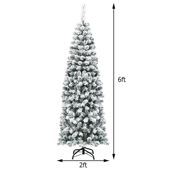 Artificial Snow Flocked Christmas Tree Unlit Pencil Hinged Tree