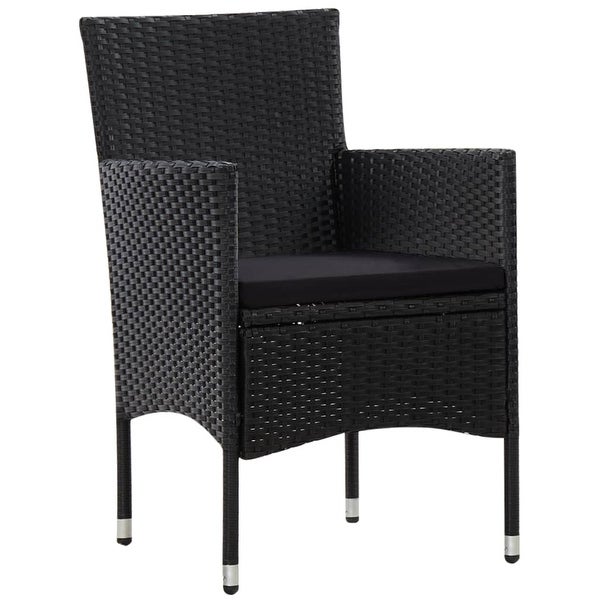 4 Piece Patio Lounge Set with Cushions Poly Rattan Black - Overstock - 36363493