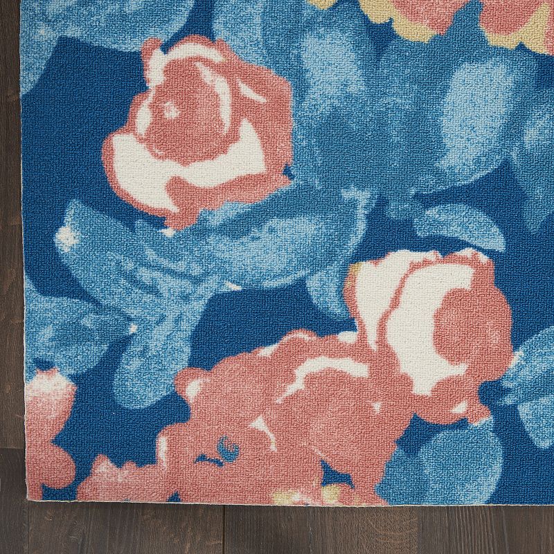 Waverly Sun N' Shade Floral Fun Blue Outdoor Rug