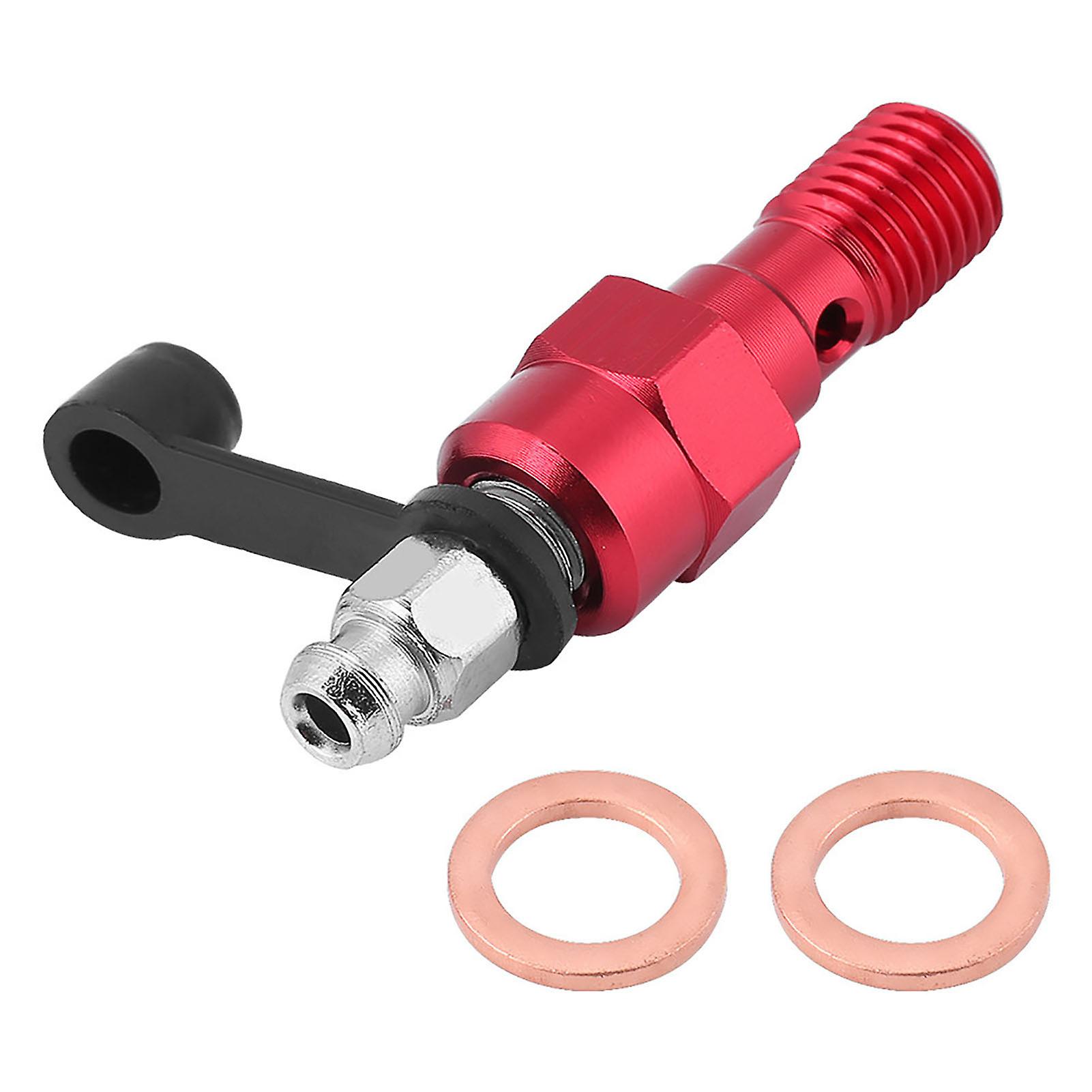 M10x1.25mm Motorcycle Brake Master Cylinder Caliper Bleed Screw Nipple Banjo Bolt   Dust Cap Red