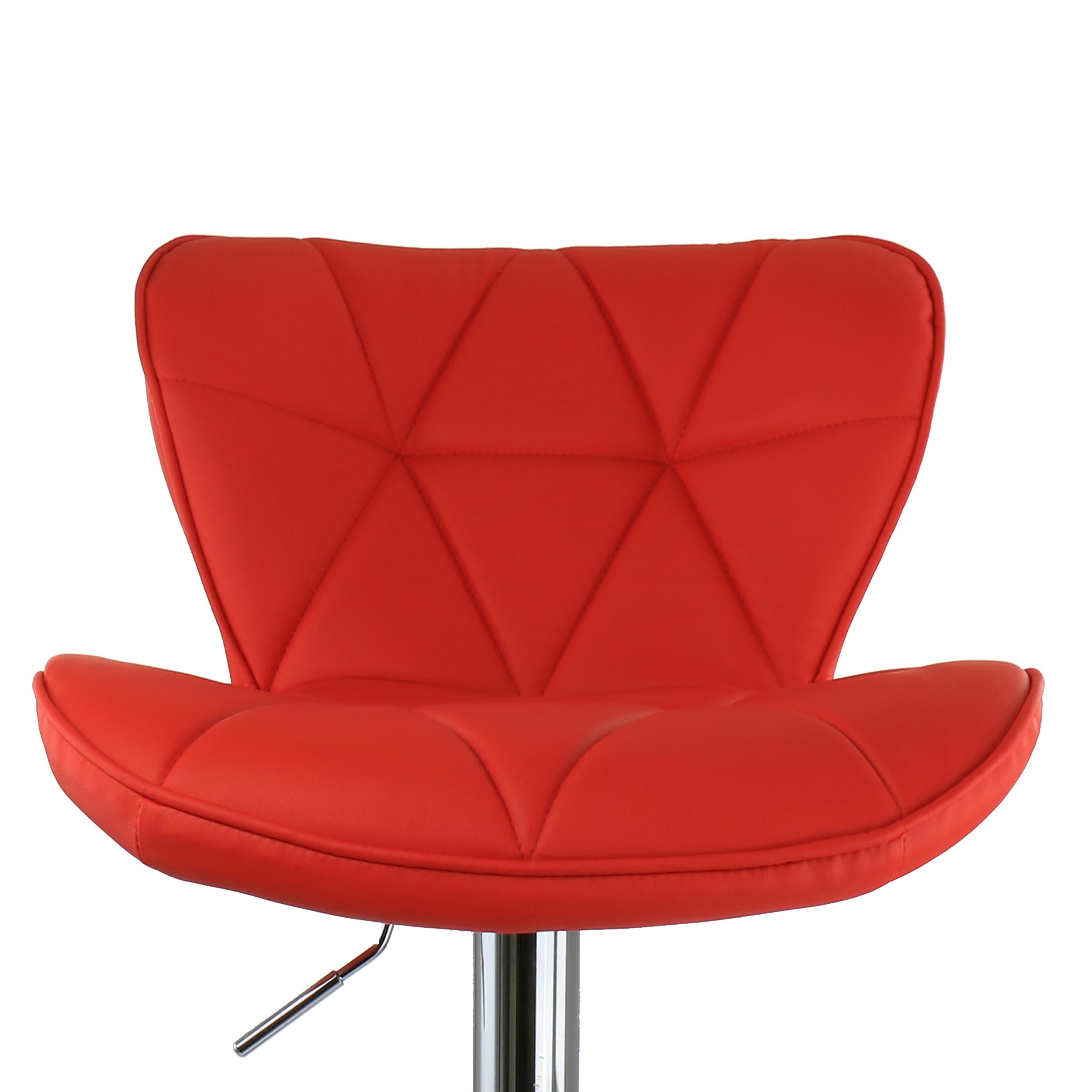 Elama Bar Stool with Adjustable Height and Swivel， Red and Chrome， Set of 2