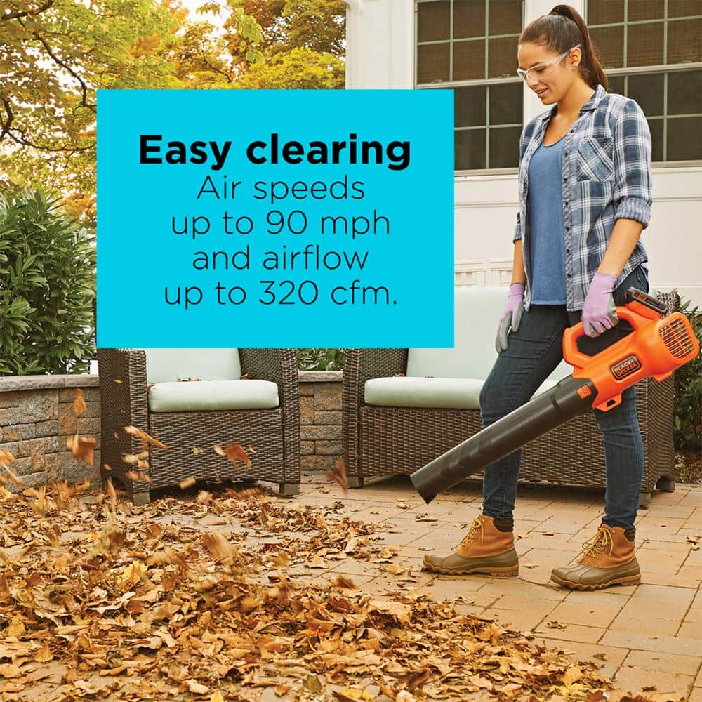 BLACK+DECKER 20V MAX 90 MPH 320 CFM Cordless Battery Powered Handheld Leaf Blower Kit with (1) 2Ah Battery & Charger BCBL700D1