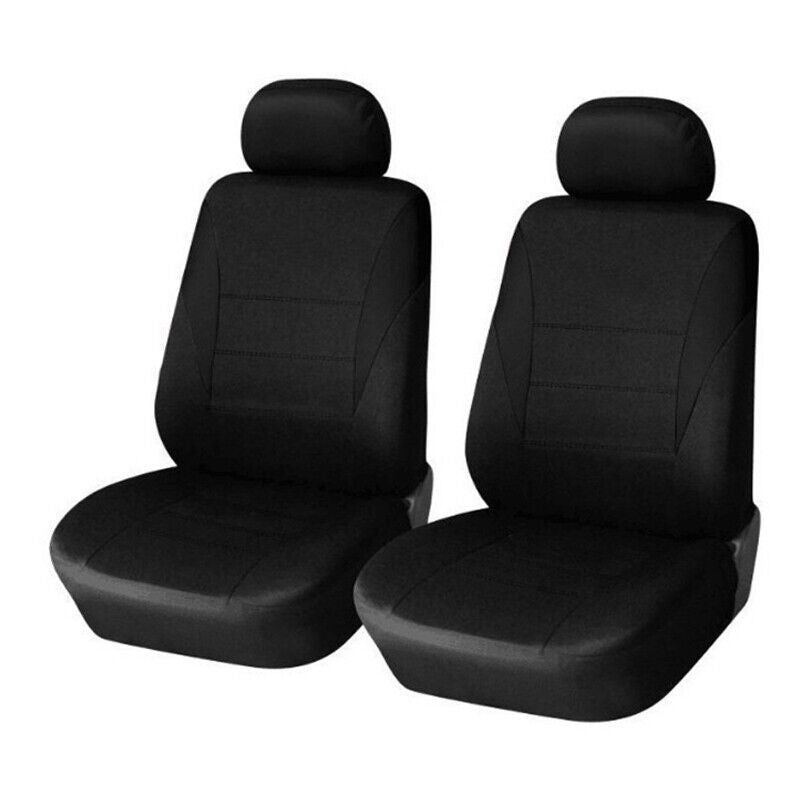 9Pcs Car Seat Covers Full Set， Black Two-Tone Front and Rear Split Bench Seat Covers for Cars Trucks SUV