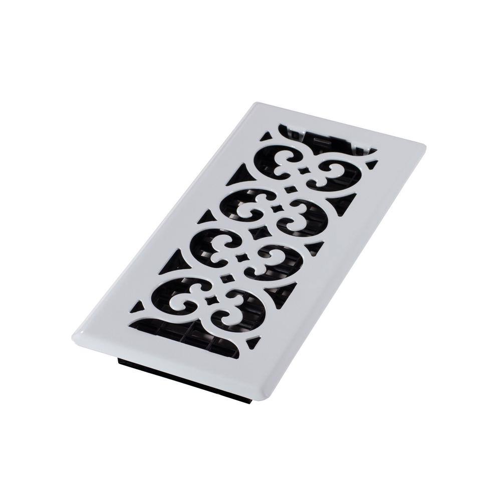 Decor Grates 4 in. x 10 in. Steel Floor Register FS410-WH