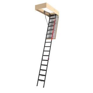 Fakro LMF 60 9 ft. 7.5 in. - 11 ft. 10 in. 25 in. x 56.5 in. Fire-Rated Insulated Metal Attic Ladder 350 lbs. Load Capacity 869238