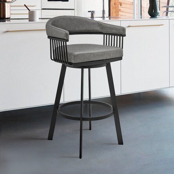 Bronson Modern Swivel Counter/Bar Stool in Faux Leather and Metal