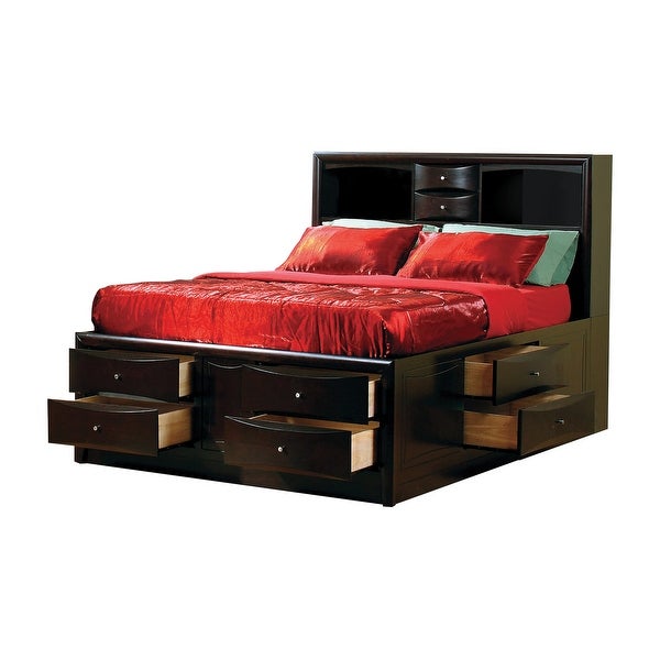 Entrepreneur Cappuccino 6-piece Bedroom Set with Bookcase Headboard - - 34935925