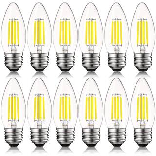 LUXRITE 60-Watt Equivalent B10 Dimmable Edison LED Light Bulbs Torpedo Tip Clear Glass 5000K Bright White (12-Pack) LR21608-12PK