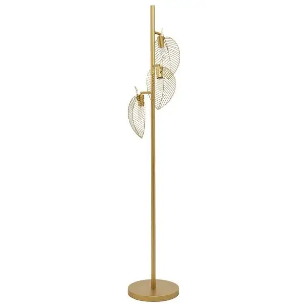 James River of Goods Gold Metal Three Leaf Shade 59.25-Inch Floor Lamp - 23