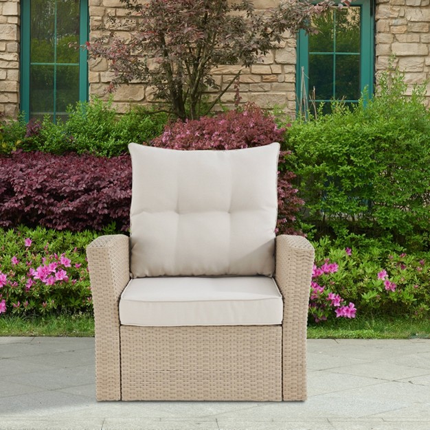 Canaan 4pc All Weather Wicker Outdoor Seating Set Cream Alaterre Furniture