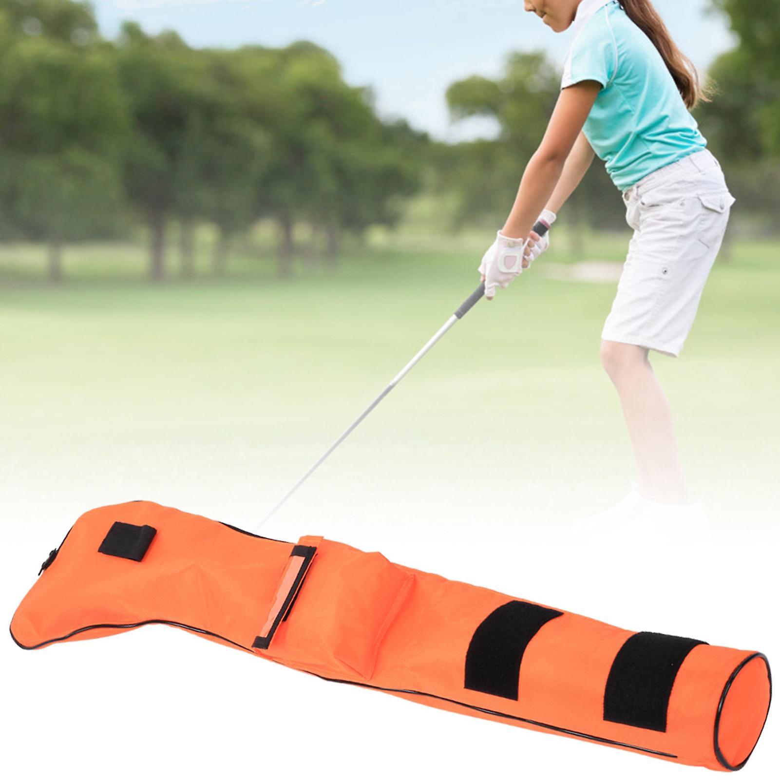 Nylon Portable Waterproof Children Soft Foldable Golf Club Bag For Outdoor Practice Trainingorange