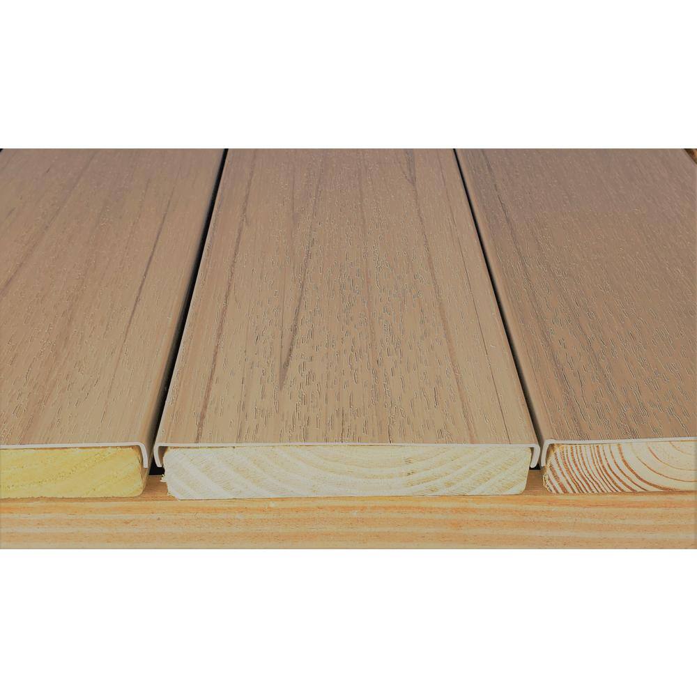 Deck-Top 8 ft. x 12 in. x 5-12 in. Rustic Tan PVC Decking Board Covers for Composite and Wood Patio Decks (10-Pack) DT8RTP757-10