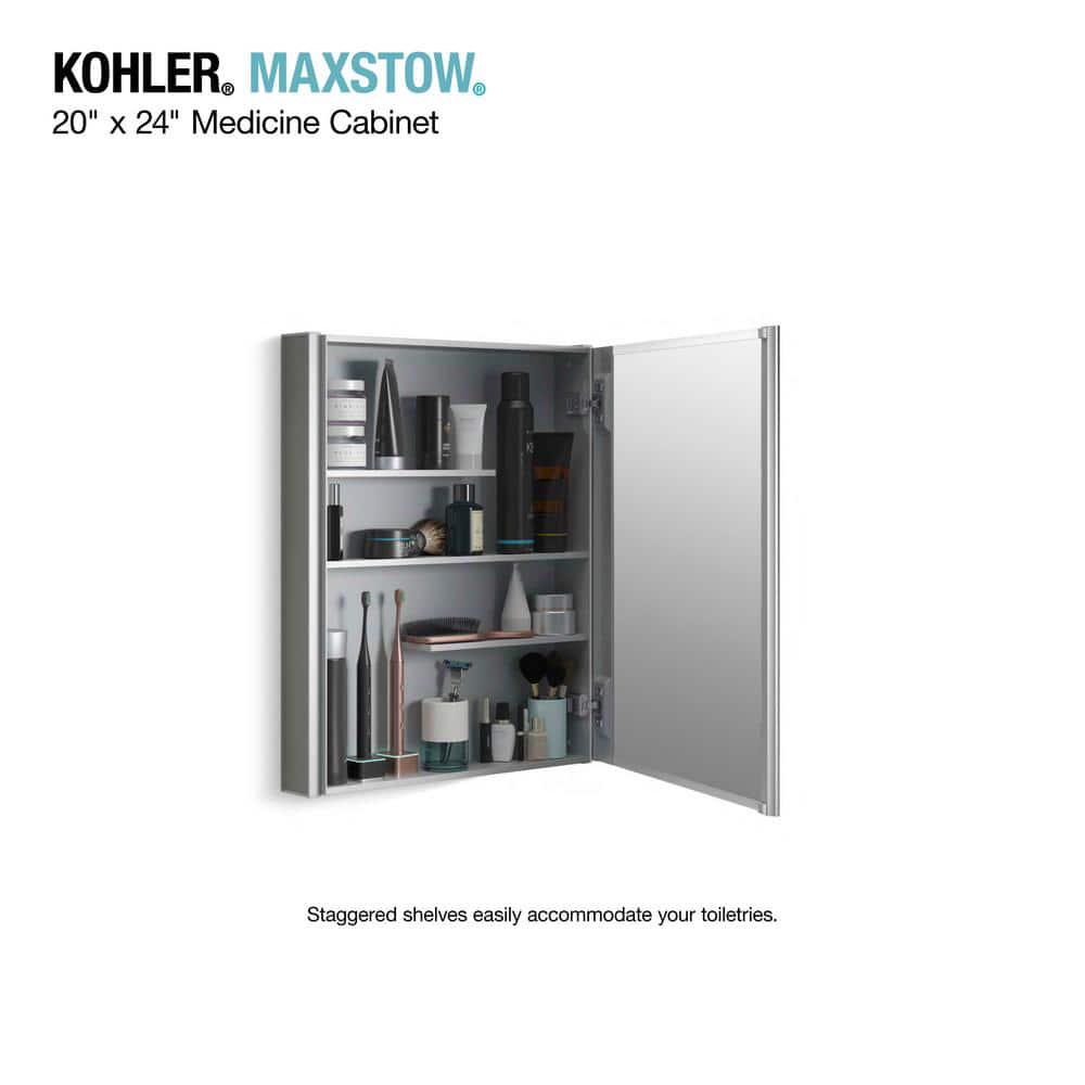 KOHLER Maxstow 20 in x 24 in Aluminum Frameless SurfaceMount Soft Close Medicine Cabinet with Mirror