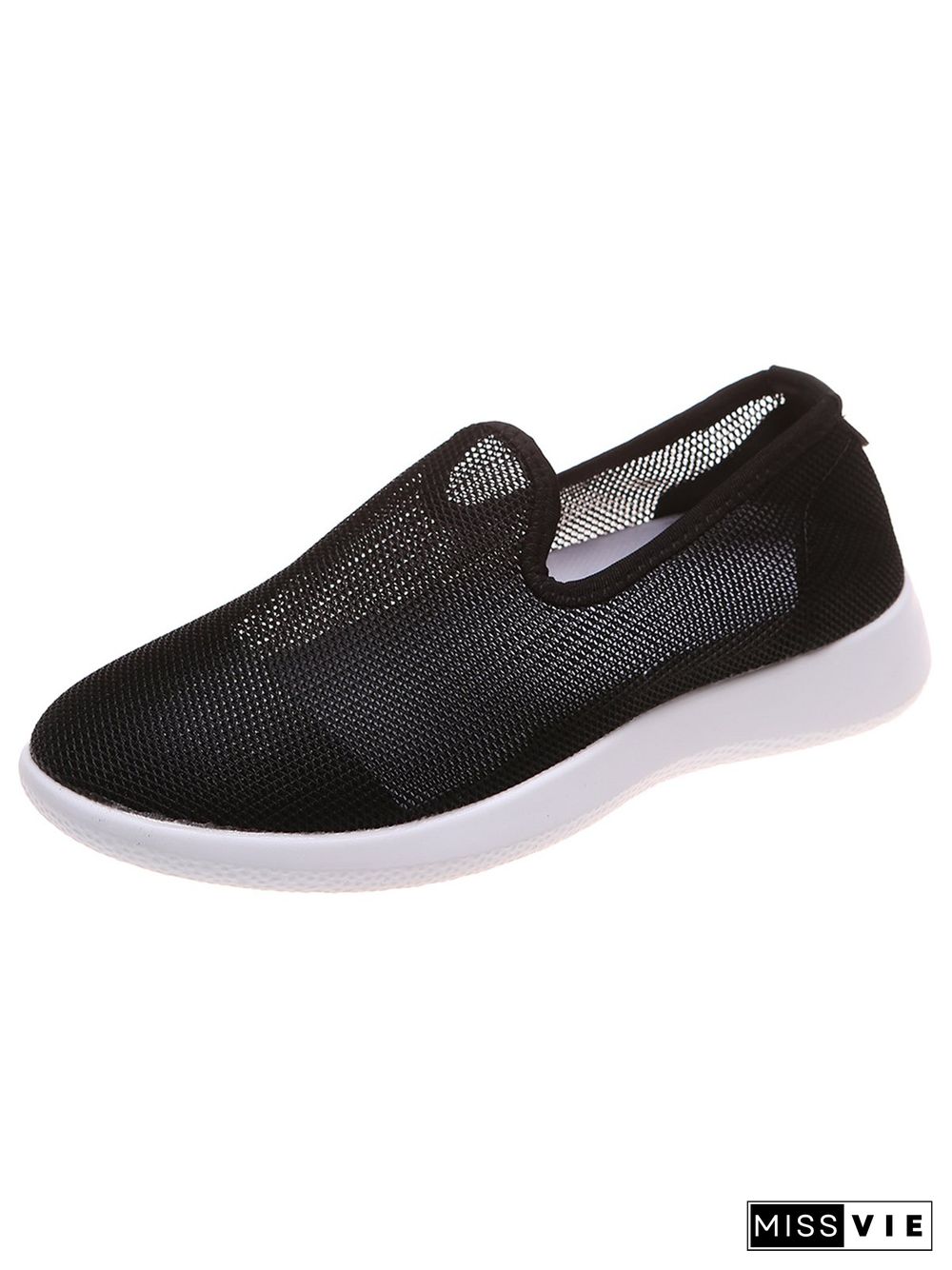 Women Plain Sports All Season Breathable Daily Slip On Flat Heel Mesh Fabric EVA Sneakers