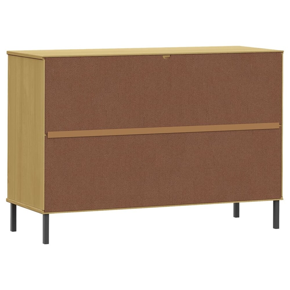 vidaXL Sideboard Buffet Cabinet with Metal Legs for Kitchen Solid Wood OSLO   44.5\