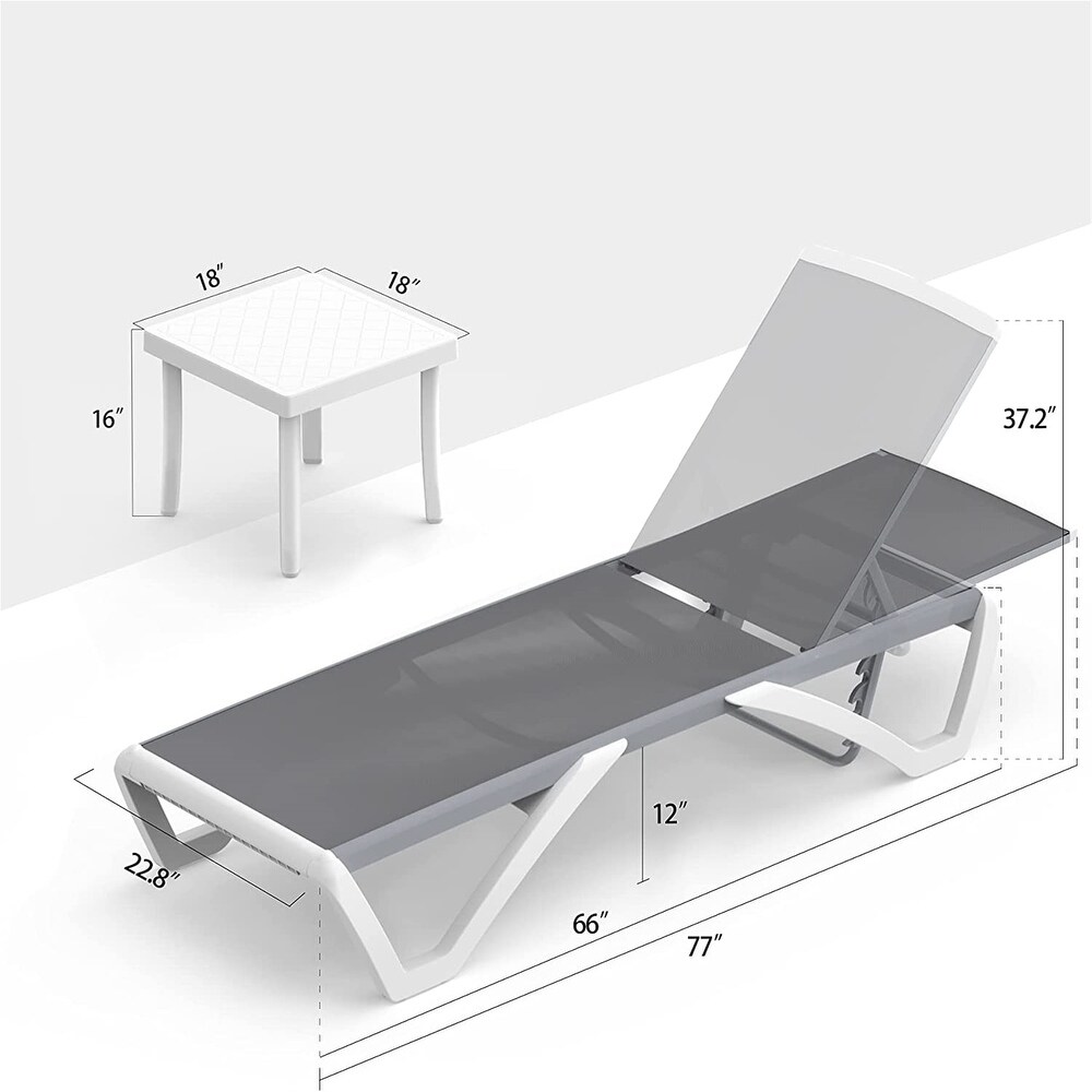 Patio Chaise Lounge Adjustable Aluminum Pool Lounge Chairs with Arm  Weather Pool Chairs   N/A