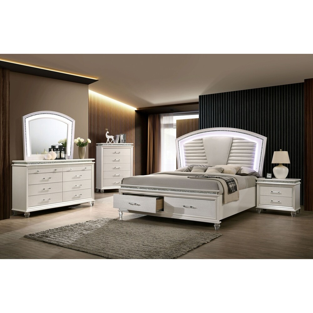 Xian Transitional White 2 piece Nightstand and Dresser Set by Furniture of America