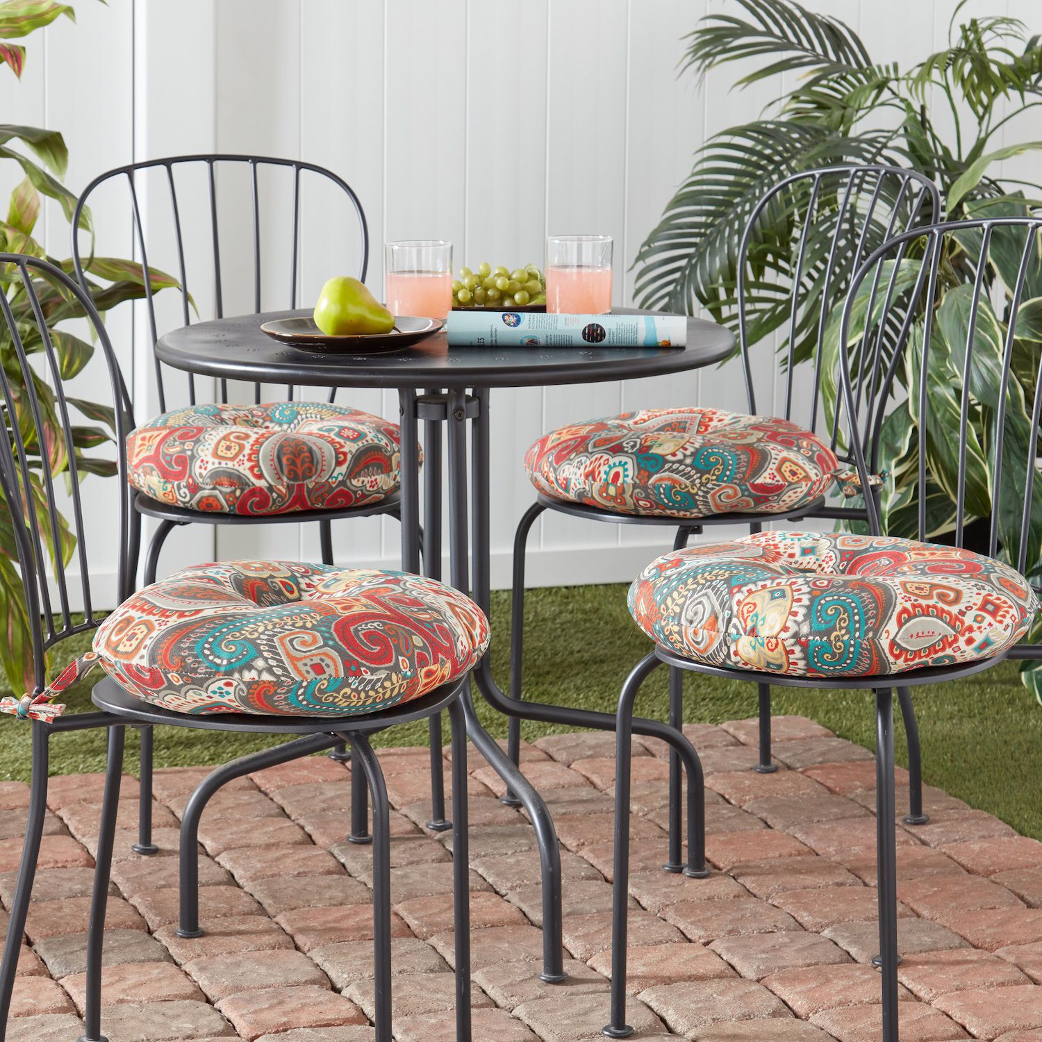 Greendale Home Fashions 15 Round 4-piece Outdoor Bistro Chair Cushion Set