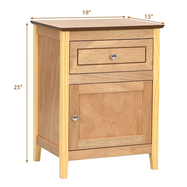 Modern End Side Table Freestanding Nightstand with Drawer and Cabinet - - 34319860