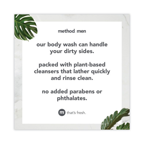 Method Mens Body Wash， Cedar and Cyprus， 18 oz， 6/Carton (01860)