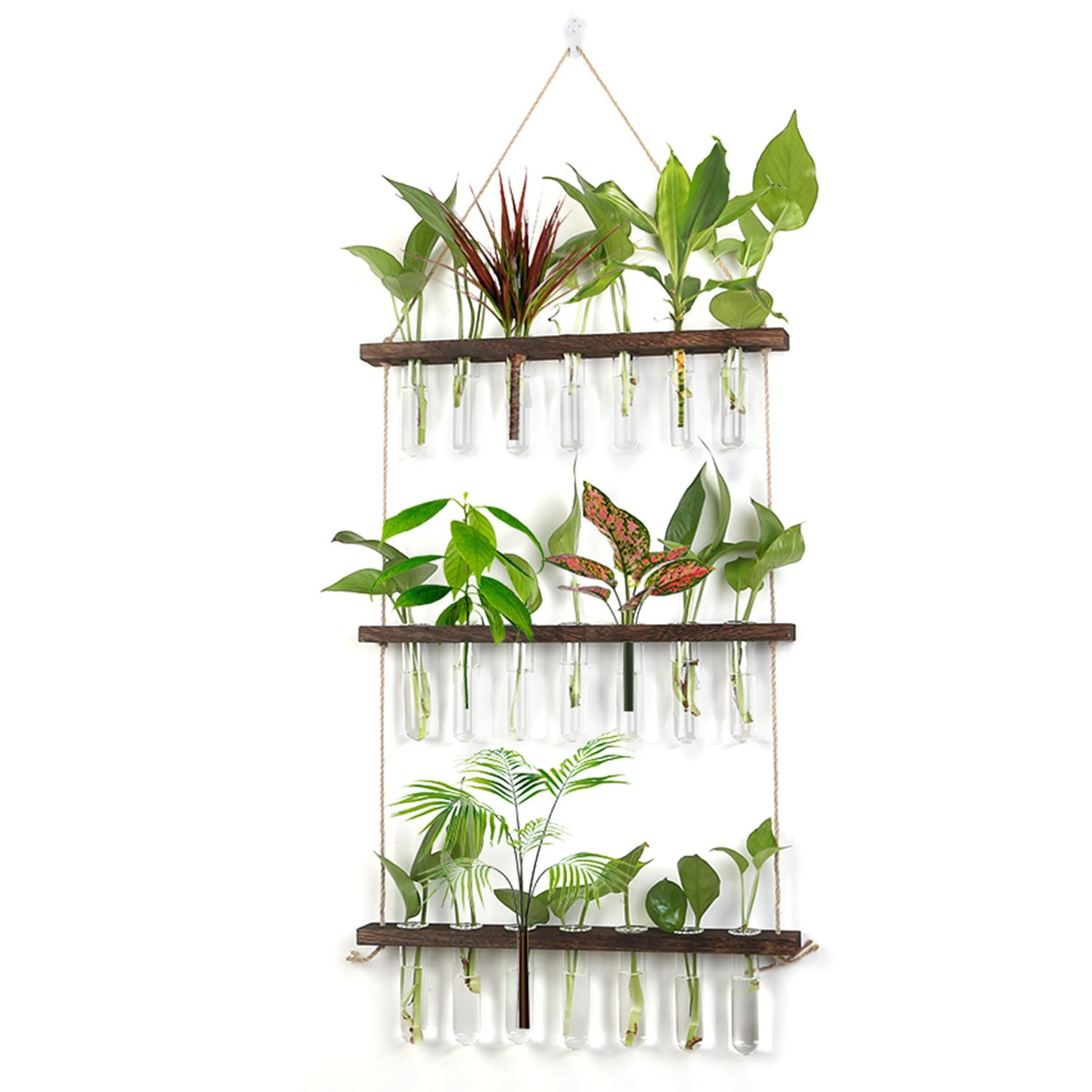 iMounTEK Wall Hanging Glass Planter 3 Tier 21 Tube Vase with Stand for Propagating Hydroponic Plants