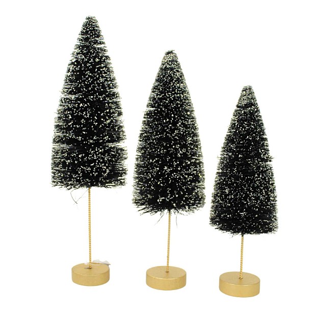 Bethany Lowe Back To Black Trees Set Of Three Bottle Brush Trees 12 5 Inches Set Of Three Bottle Brush Trees Lc1629 Sisal Black