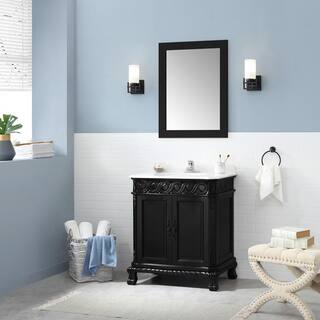 OVE Decors Thurles 30 in. Vanity in Black Antique with Cultured Marble Vanity Top in White with White Basin VVAR-THUR30-031