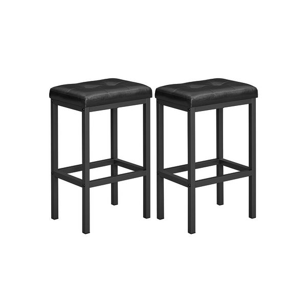 VASAGLE Bar Stools， Set of 2 PU Upholstered Breakfast Stool，Dining Room Kitchen Counter Bar