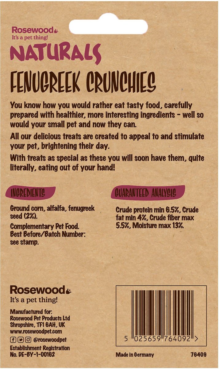 Naturals by Rosewood Fenugreek Crunchies Small Pet Treats