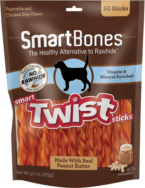 SmartBones Twist Sticks Peanut Butter Flavor Dog Treats