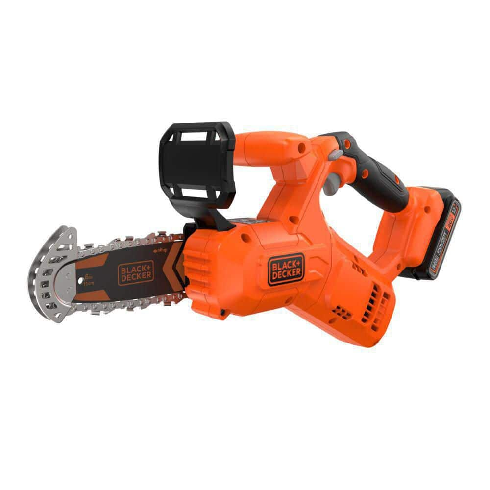 BLACK+DECKER 6 in. 20-Volt Maximum Lithium-Ion Pruning Electric Battery Chainsaw with 1.5Ah Battery and Charger BCCS320C1