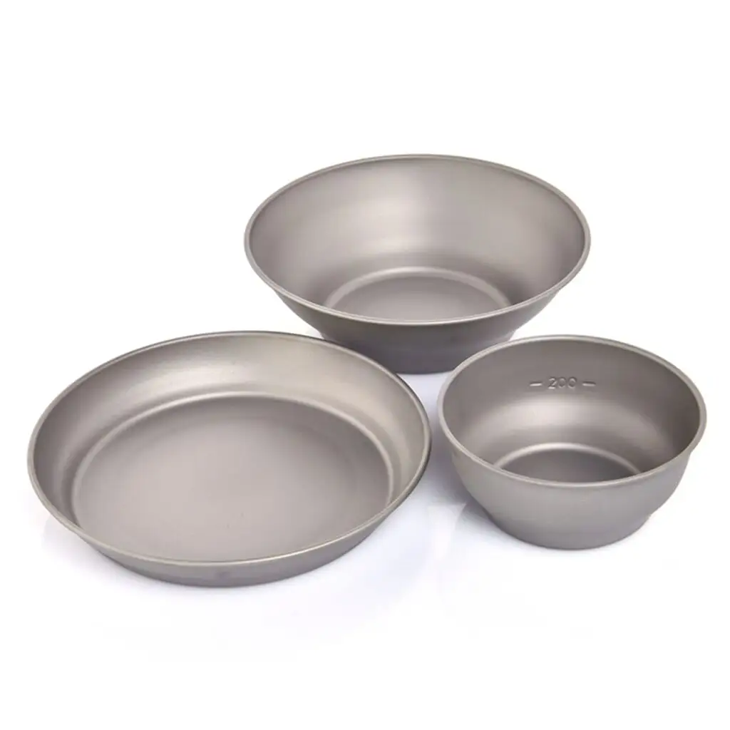 Outdoor Titanium Tableware Pure Titanium Single layer Camping Dishes Lightweight Hiking Camping Tableware Set