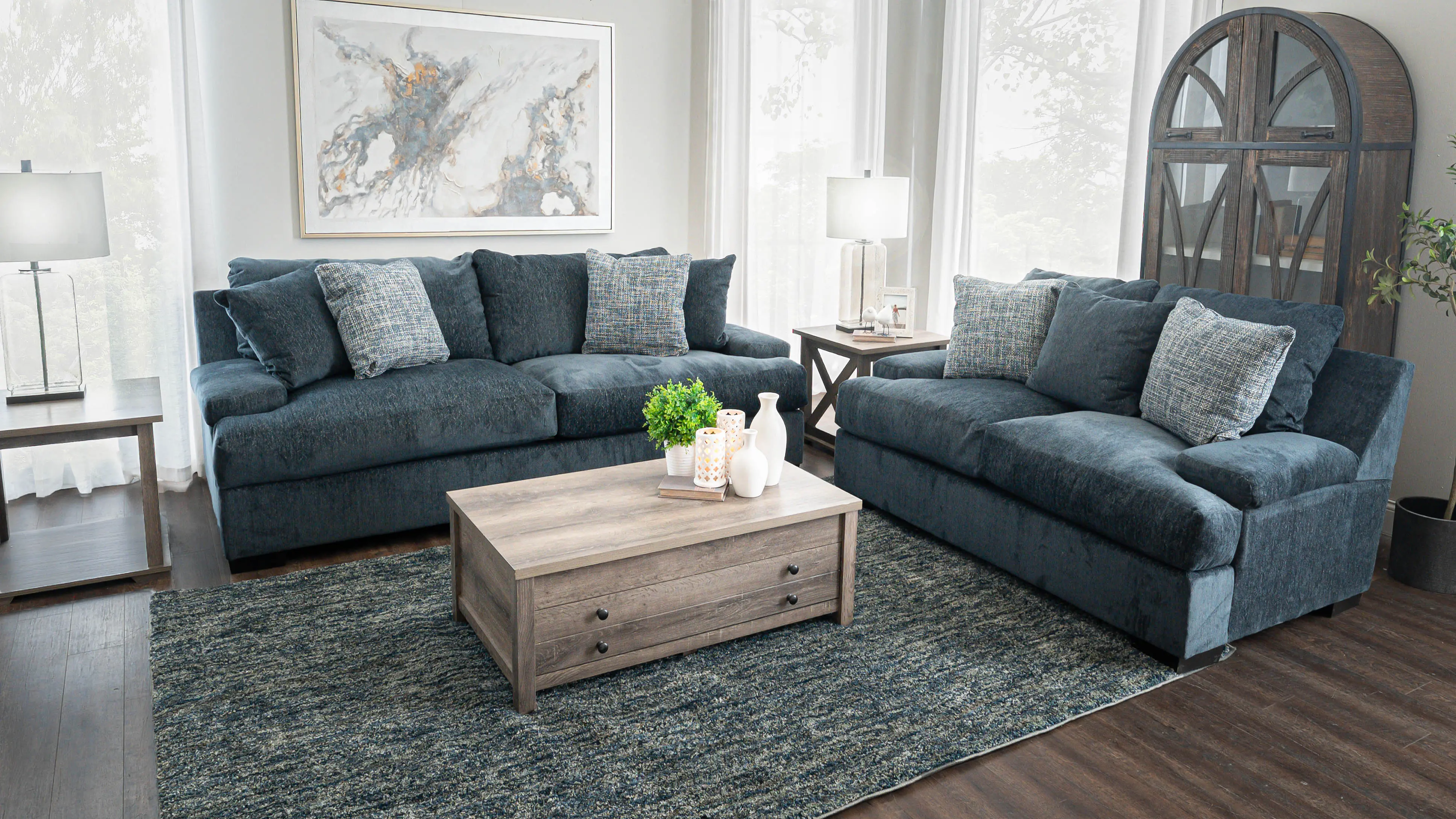 Cortana Blue Loveseat