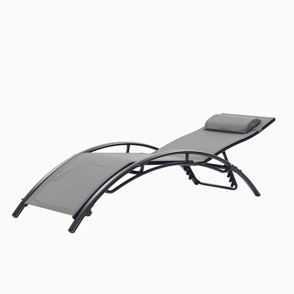 2 Pieces Set Outdoor Recliner Chaise Lounge Chair