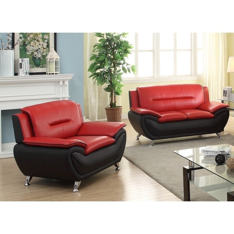 Palm 2 piece Bonded Leather Living Room Loveseat and Chair Set