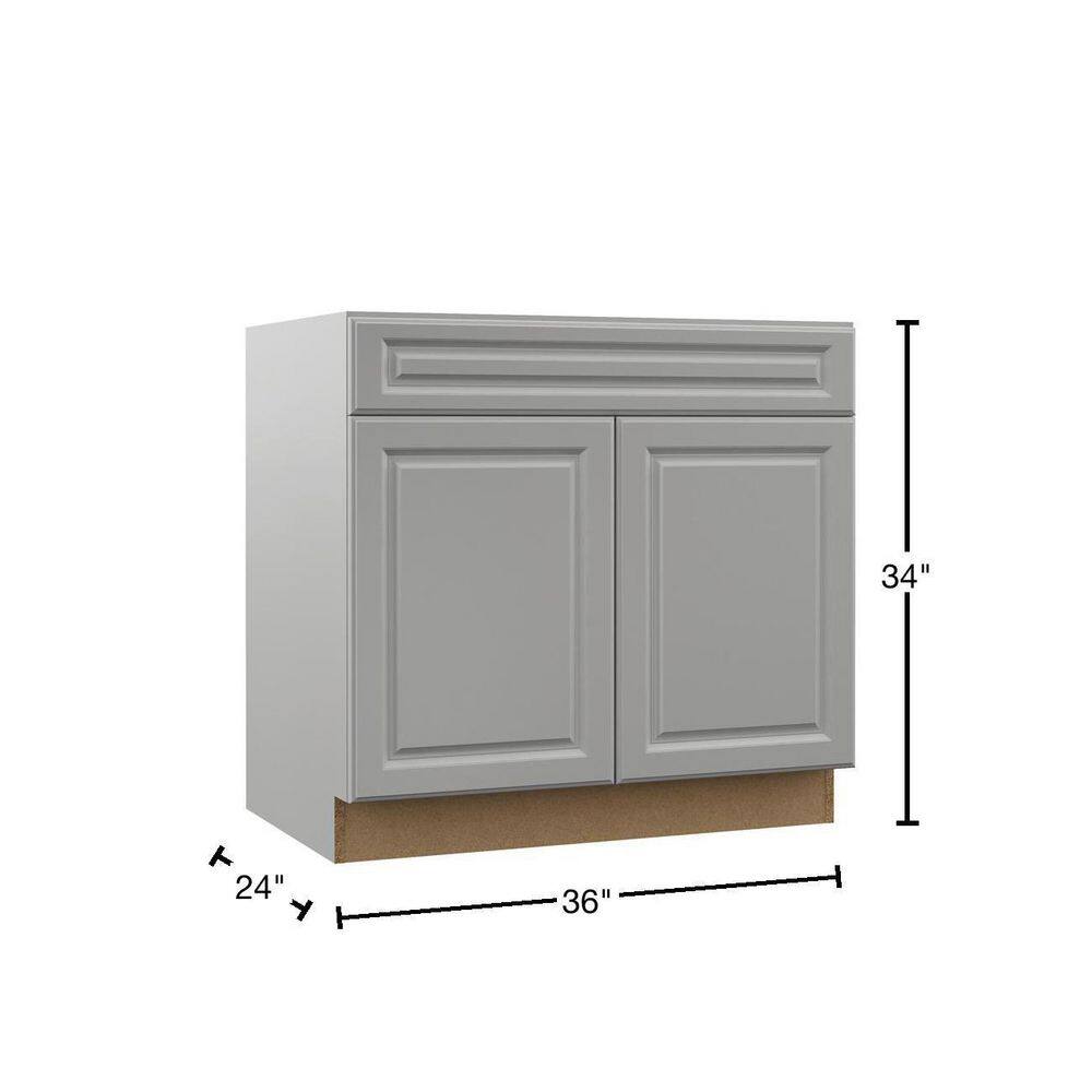 Hampton Bay Designer Series Elgin Assembled 36x34.5x23.75 in. Accessible ADA Sink Base Kitchen Cabinet in Heron Gray BSH36-ELGR