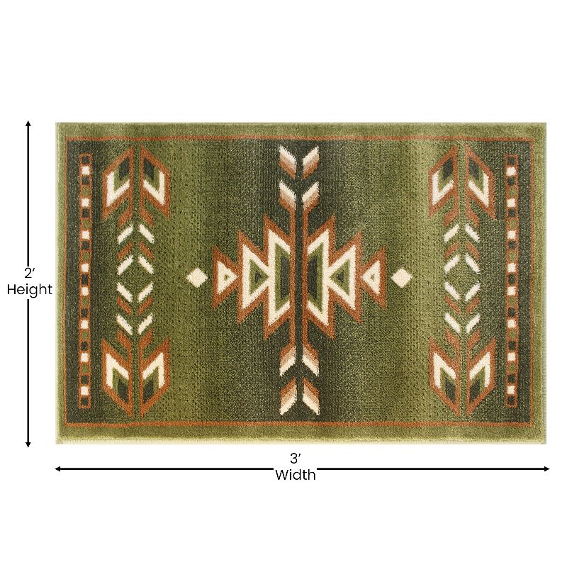 Masada Rugs Masada Rugs Southwest 2'x3' Native American Area Rug in Green