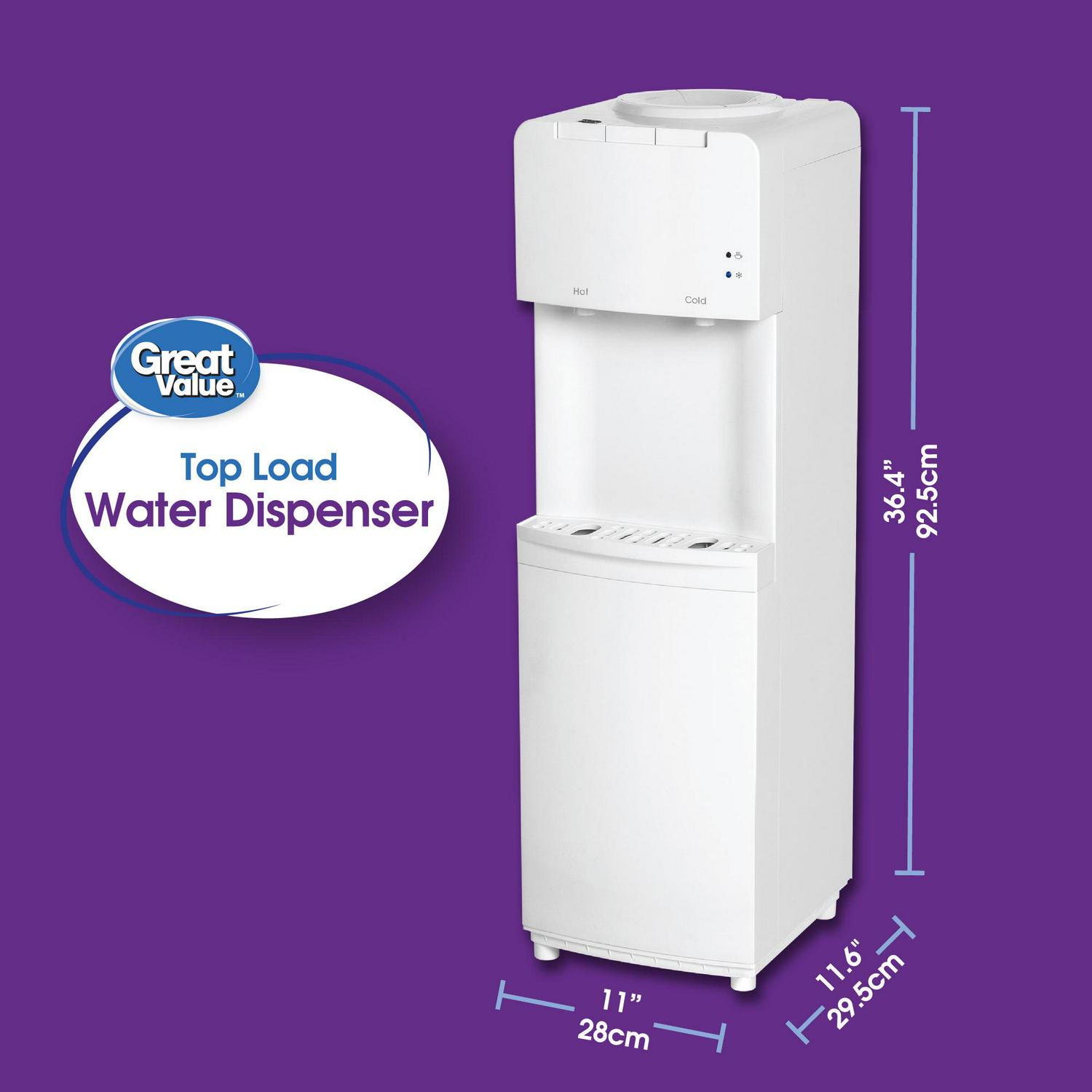 Great Value Top Loading Hot， Cold Temperature Water Dispenser， White Water Cooler