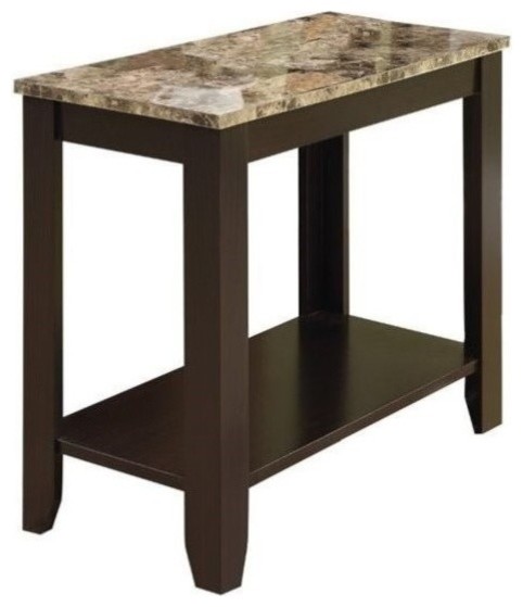 Pemberly Row Contemporary Wood and Stone End Table in Laminate Brown/Beige   Transitional   Side Tables And End Tables   by Homesquare  Houzz