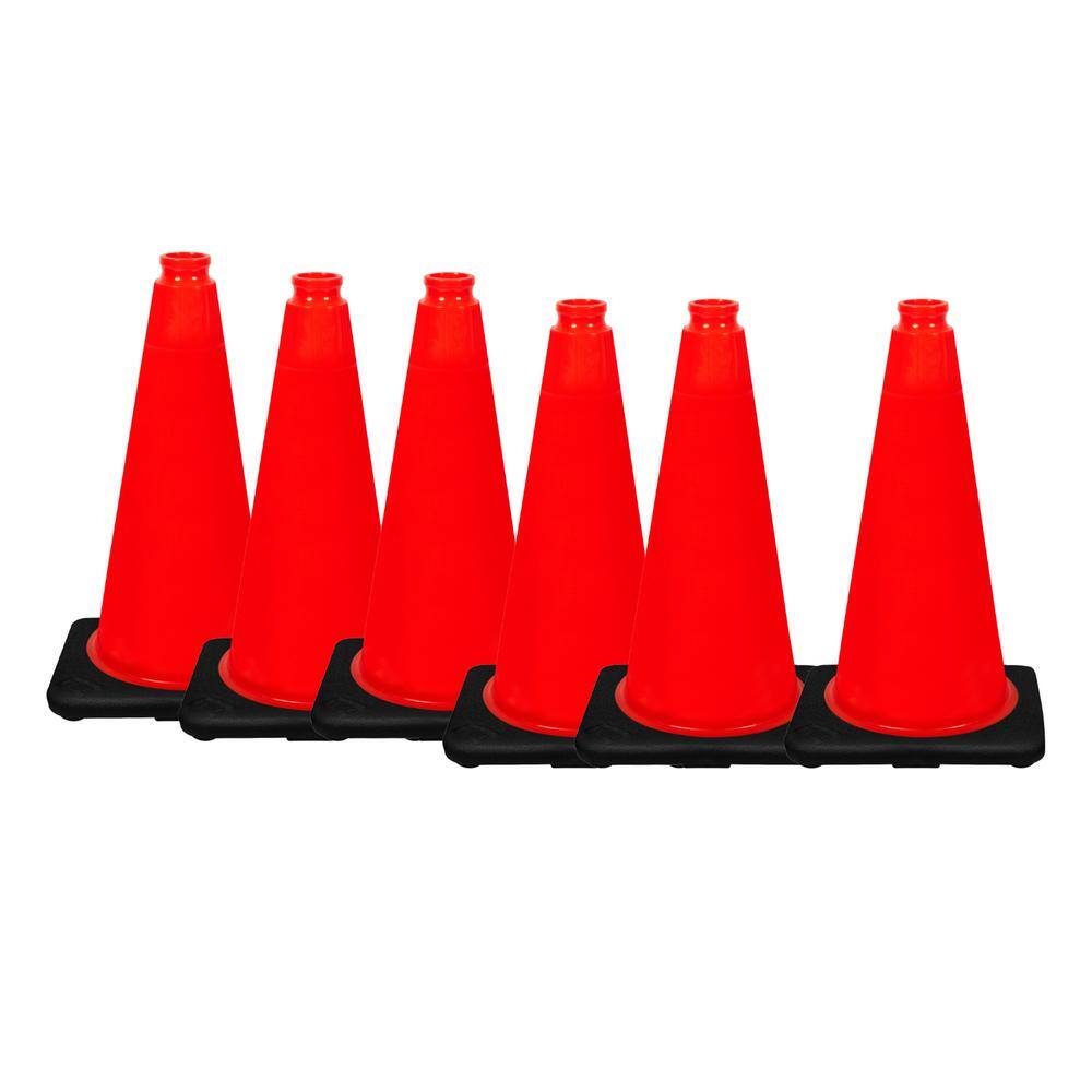 Vanity Art 18 in. Orange PVC Non-Reflective Safety Cone with Black Base (Pack of 6) VA18NRSC