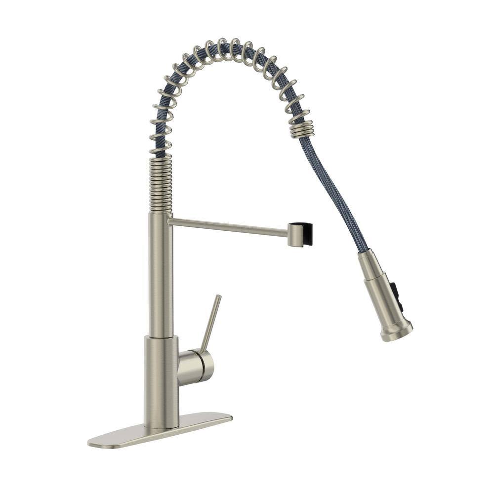 Glacier Bay Lemist Single-Handle Coil Springneck Pull-Down Sprayer Kitchen Faucet in Stainless Steel FP4AF263SS