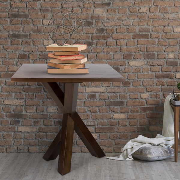 Strick and Bolton Lempicka End Table with 1-inch Thick Solid Walnut Top and Stylish X-detailing