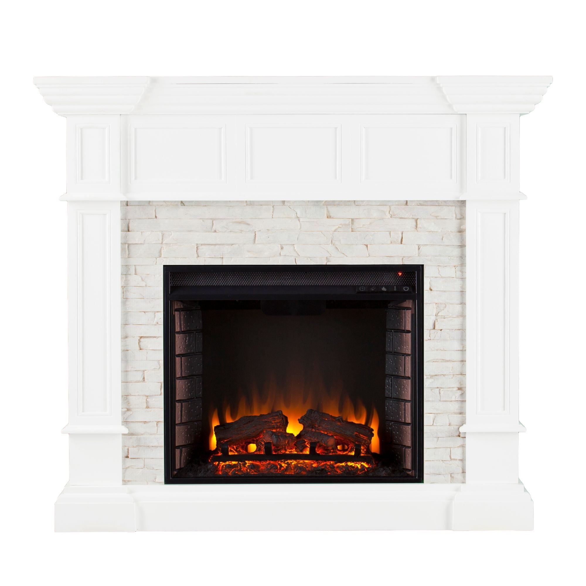 48" White and Gray Contemporary Corner Convertible Electric Fireplace