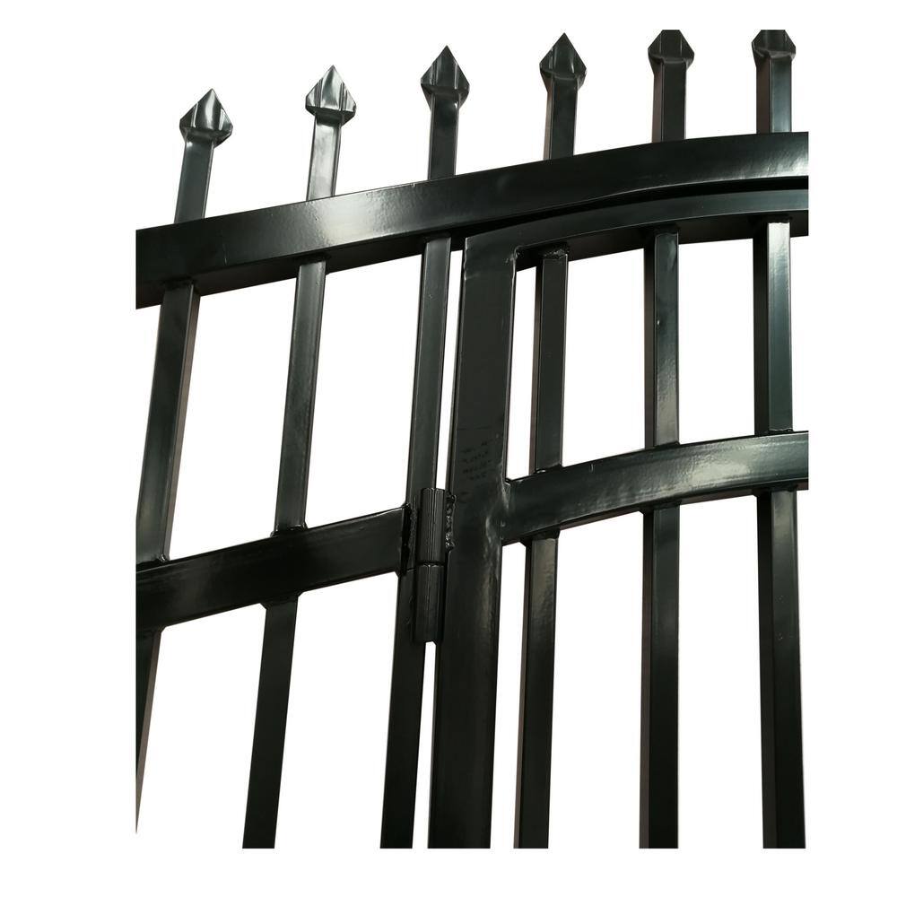 ALEKO Vienna Style 14 ft. x 7 ft. with Pedestrian Gate Black Steel Swing Dual Driveway Fence Gate DGP14VIENNA-HD