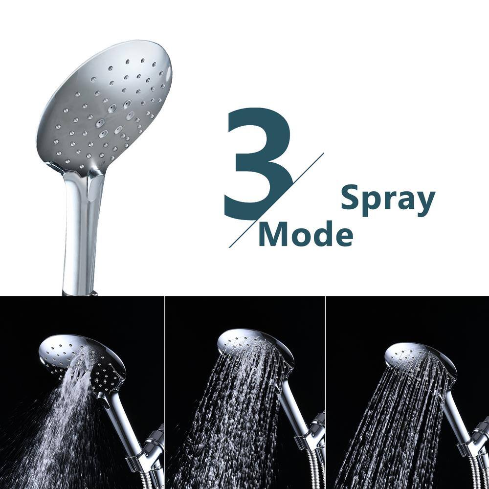 PROOX 3-Spray Patterns 5 in. High Pressure Wall Mount Handheld Shower Head in Chrome PR-HS1301