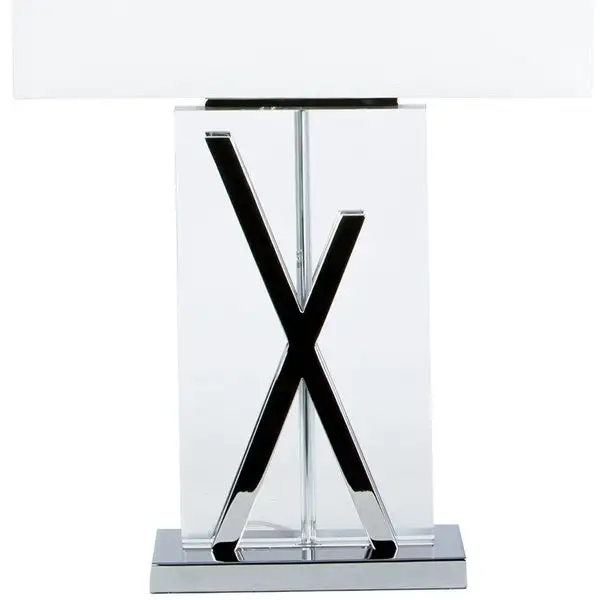 Finesse Decor Crystal Crystal and Chrome X-shape Table Lamp