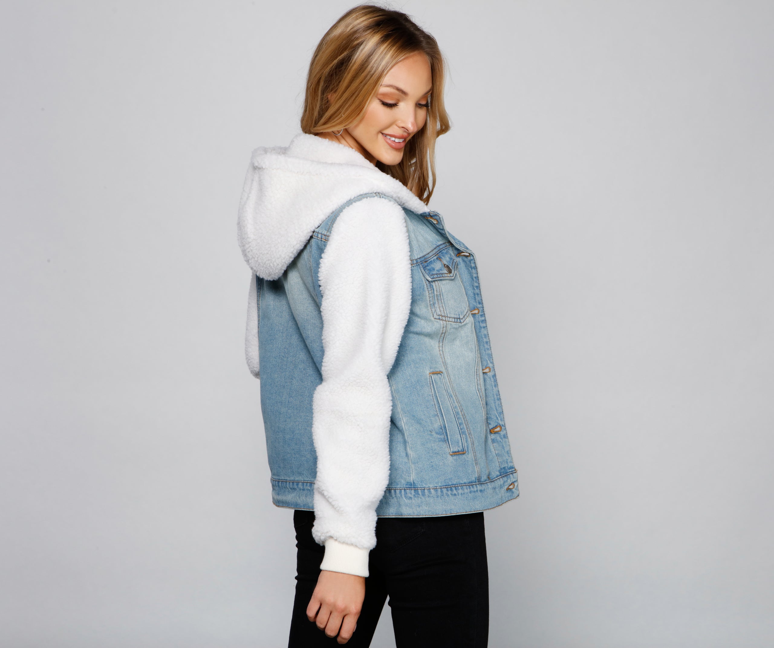 Cozy Casual Vibe Sherpa Denim Jacket